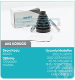AKS KÖRÜĞÜ DIŞ (SOL) FLUENCE 2002-2013 KANGOO 00-0 8 MEGANE III 13-15 SCENİC I 97-01 CAPTUR CLİO III CLİO IV SCENİC III KANGO II-III ZOE