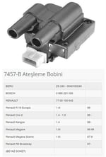 ATEŞLEME BOBİNİ BEYAZ SOKET R9 BROADWAY 97>R19 EUROPA 1.4İ 98 CLIO II 1.4 1.6 98>KANGOO 1.4 98 MEGANE SCENIC 1.6İ 97>99