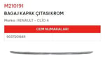 BAGAJ KAPAK ÇITASI KROM CLİO IV