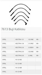 BUJI KABLOSU VECTRA A 1.8 2.0 88>92