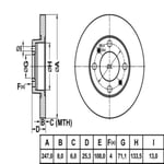 FREN DISK ARKA DUZ 247-4 ( PEUGEOT: 106 206 306 98 - 05 / CITROEN: XSARA II 98 - 05) 