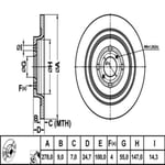 FREN DISK ARKA DUZ 278-4 ( TOYOTA: YARIS 06 - 13 / YARIS HYBRID:  12 - ) 