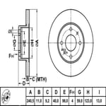 FREN DISK ON DUZ 240-4 ( FIAT: TEMPRA TIPO PUNTO BRAVO 90 - 99 / FORD: KA 08 - ) 