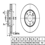 FREN DISK ON HAVA KANALLI 236-4 ( OPEL : VECTRA A 1.6 1988>1995 / ASTRA F 1.4I 1991>1998/ CORSA B 1.2 1.4 1993>2000)