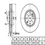 FREN DISK ON HAVA KANALLI 283-4 ( PEUGEOT: 406 95 - 04 / CITROEN: XANTIA 98 - ) 