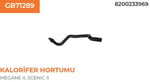 KALORİFER HORTUMU RENAULT MEGANE II 1,6 8200233969