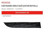 KAPI BANDI ARKA SAĞ ASTAR BOYALI FLUENCE