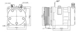 KLİMA KOMPRESÖRÜ ÜNİVERSAL 12 VOLT 5H14 PV8 TRİGER KAYIS ÜSTTEN ÇIKIŞ