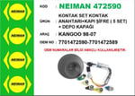 KONTAK SET KONTAK ANAHTARI+KAPI ŞİFRE ( 5 SET) + DEPO KAPAĞI KANGOO 98-07