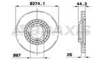 ON FREN DISK AYNASI HAVALI STAREX 2.5 TCI CRDI 03> H100 KAMYONET 2.5 2004> KIA BONGO 2.7 TCI 04>