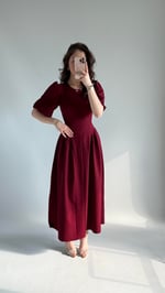 Aby Bel Kuşaklı Elbise Bordo
