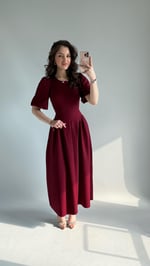 Aby Bel Kuşaklı Elbise Bordo