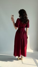 Aby Bel Kuşaklı Elbise Bordo
