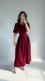 Aby Bel Kuşaklı Elbise Bordo