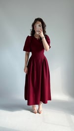 Aby Bel Kuşaklı Elbise Bordo
