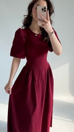 Aby Bel Kuşaklı Elbise Bordo
