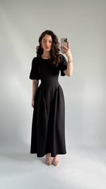 Aby Bel Kuşaklı Elbise Siyah