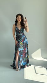 Adriana Çok Renkli Abiye Mavi