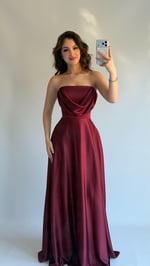 Albora Saten Abiye Bordo