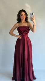 Albora Saten Abiye Bordo
