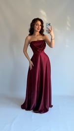 Albora Saten Abiye Bordo