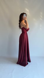 Albora Saten Abiye Bordo