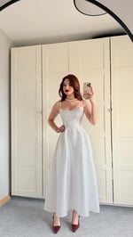 Alexandra Askılı Elbise Beyaz
