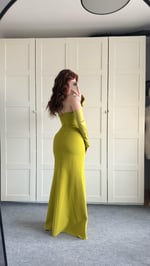 Alya Saten Kollu Abiye Yağ Yeşili