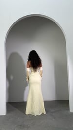 Alya Saten Kollu Taşlı Abiye Sarı 