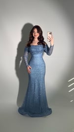 Angel Madonna Simli Abiye İndigo