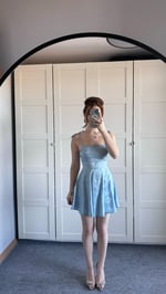 Anna Mavi Saten Mini Elbise