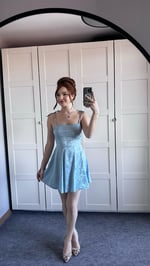 Anna Mavi Saten Mini Elbise