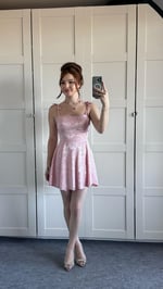 Anna Pembe Saten Mini Elbise