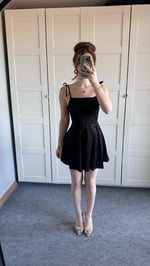 Anna Siyah Saten Mini Elbise