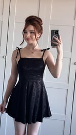 Anna Siyah Saten Mini Elbise
