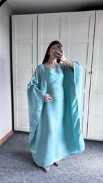 Arabic Saten Elbise İndigo Mavisi