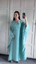 Arabic Saten Elbise İndigo Mavisi