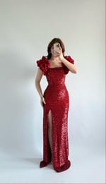 Arina Payetli Abiye Kırmızı