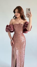 Arina Payetli Abiye Pembe
