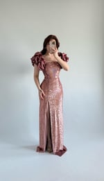 Arina Payetli Abiye Pembe