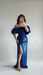 Arina Payetli Abiye Saks Mavisi