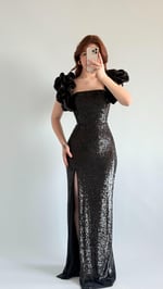Arina Payetli Abiye Siyah
