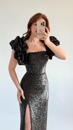 Arina Payetli Abiye Siyah