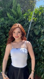 Askılı Kurdele Crop Beyaz