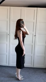 Askılı Siyah Degaje Yaka Ayarlanabilir Yırtmaç Elbise