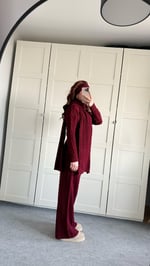 Atkı  Kazak Triko Takım Bordo