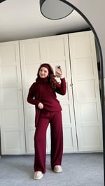 Atkı  Kazak Triko Takım Bordo