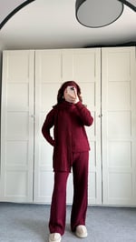 Atkı  Kazak Triko Takım Bordo