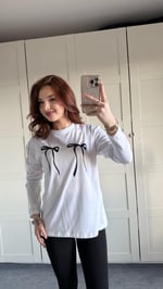 Babyboo Çift Kurdele Beyaz Uzun Kol