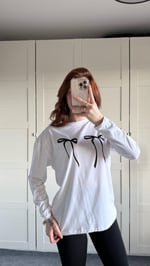 Babyboo Çift Kurdele Beyaz Uzun Kol